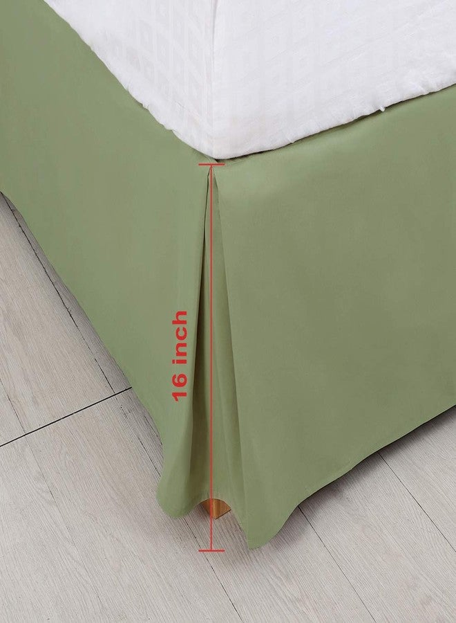 PiccoCasa King Size Pleated Bed Skirt, Ruffled Lightweight Box Spring Cover - 16 Inch Drop Dust Ruffle Bedskirt, Wrinkle Free and Fade Resistance, Easy to Stall - Olive Green - Image 4