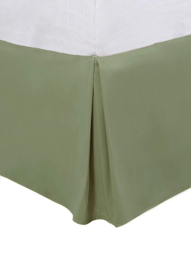 PiccoCasa King Size Pleated Bed Skirt, Ruffled Lightweight Box Spring Cover - 16 Inch Drop Dust Ruffle Bedskirt, Wrinkle Free and Fade Resistance, Easy to Stall - Olive Green - Image 1