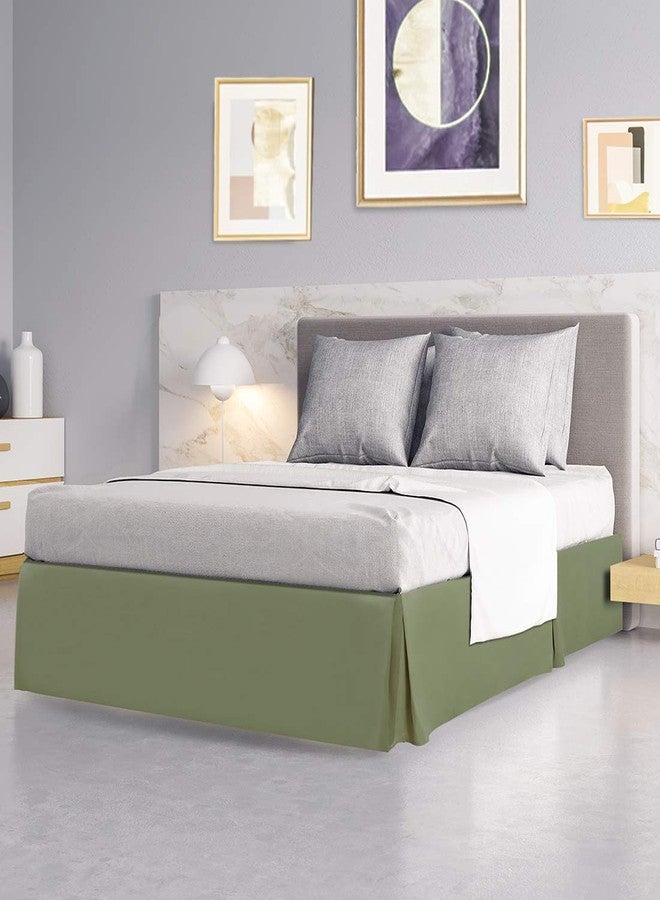 PiccoCasa King Size Pleated Bed Skirt, Ruffled Lightweight Box Spring Cover - 16 Inch Drop Dust Ruffle Bedskirt, Wrinkle Free and Fade Resistance, Easy to Stall - Olive Green - Image 2