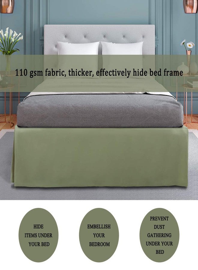 PiccoCasa King Size Pleated Bed Skirt, Ruffled Lightweight Box Spring Cover - 16 Inch Drop Dust Ruffle Bedskirt, Wrinkle Free and Fade Resistance, Easy to Stall - Olive Green - Image 5