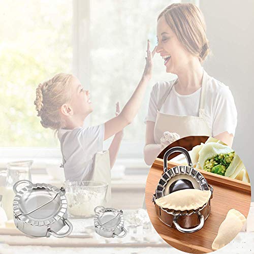 AUAM Stainless Steel Dumpling Ravioli Maker Press,AUAM 2 Pack Pierogi Mold - Wonton Mould, Easy-tool for Dumpling Wrapper Dough Stamp Cutter Pastry Pie Making (Small 3 inch,Large 3.75 inch) - Image 5