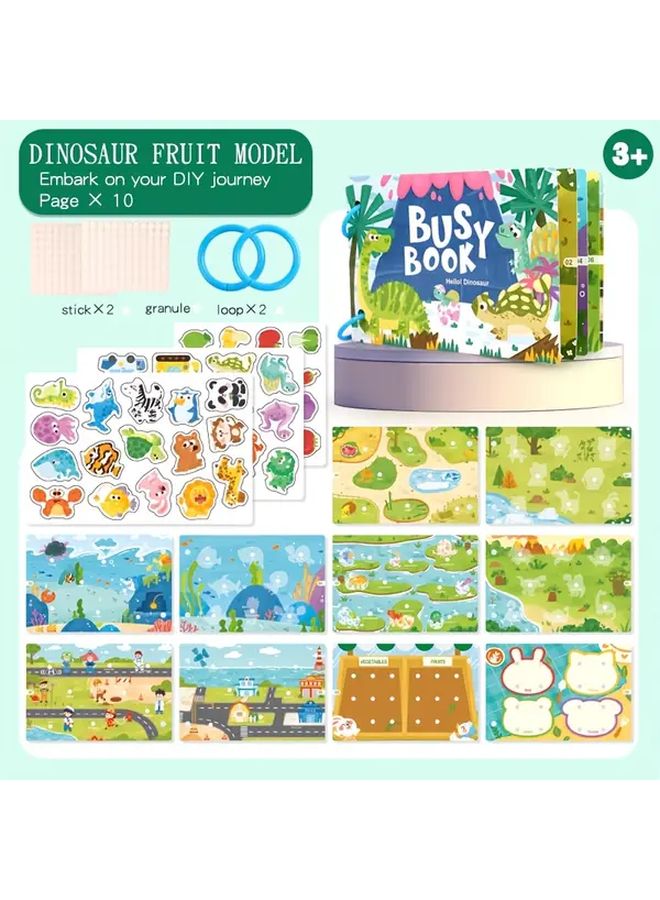 Dinosaur Fruit Style Reusable Sticker Flashcards For Quiet Activities Cognitive Skills Development - Image 1