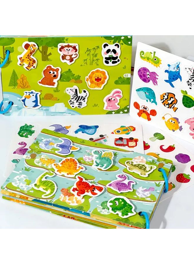 Dinosaur Fruit Style Reusable Sticker Flashcards For Quiet Activities Cognitive Skills Development - Image 2