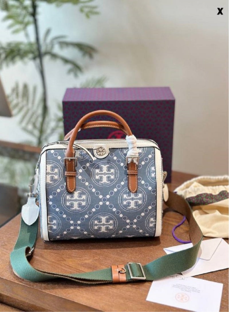 Burch TORY BURCH  T Monogram Jacquard Barrel Bag Big - Image 1