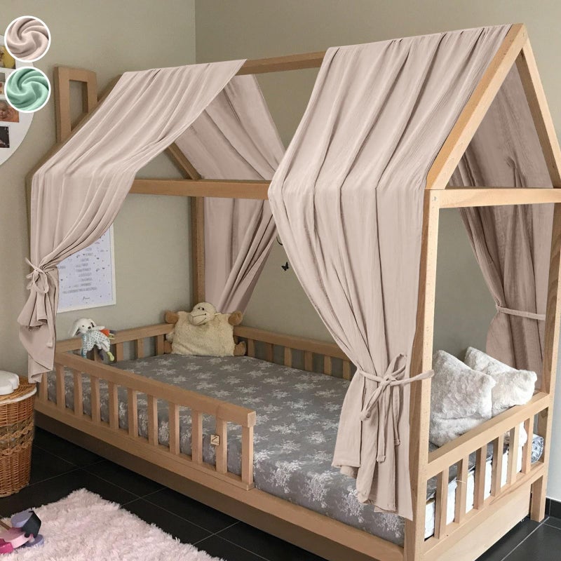 HOTUT Extra Wide Princess Bed Canopy, 2pcs Large Children Bed Canopy, 100% Cotton Girls Mosquito Net, Kids Princess Play Tents Nursery Room Decoration for Baby, for Women Bedroom Decorations - Image 1