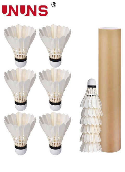 Shuttlecocks Set,6 Pcs Badminton Balls,Goose/Duck Feather Head Shuttlecocks With Storage Tube,Sports Training Equipment For Trainers,Amateurs,Beginners,Indoor Outdoor Game