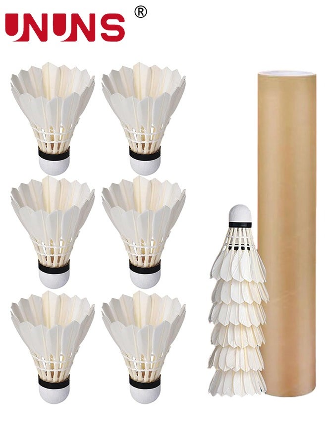 UNUNS Shuttlecocks Set,6 Pcs Badminton Balls,Goose/Duck Feather Head Shuttlecocks With Storage Tube,Sports Training Equipment For Trainers,Amateurs,Beginners,Indoor Outdoor Game  - Image 1