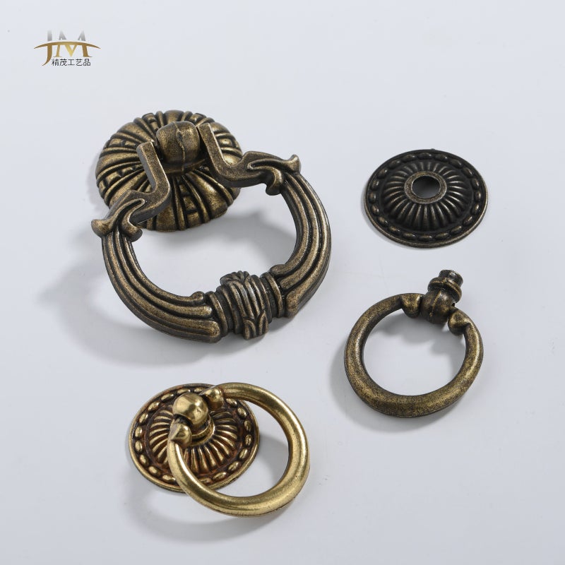 Antique Retro European-Style Ring-Shaped Bronze Handle Hanging Ring Drawer Ring Single Hole Pull Ring Cabinet Door Furniture Hardware - Image 4