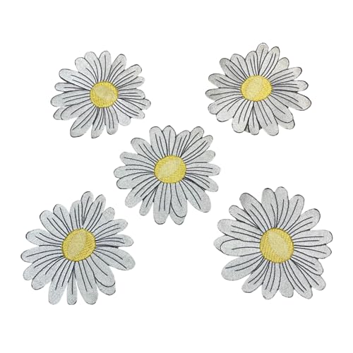 GARAAN - Machine Embroidered Applique, Embroidery Patch, Sew on Patches, DIY Projects, Daisy Flower White(Pack of 5) - Image 2