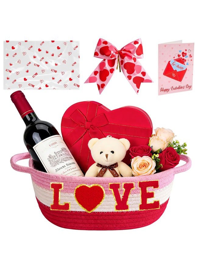 Zenoble Small Woven Basket Gift Set with Bow, Greeting Card - Image 1