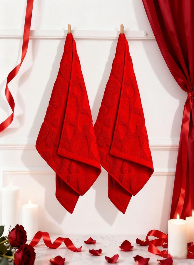 وولاين مناشف يد من والين لعيد الحب، مصنوعة من القطن الجاكار، منشفة حمام مزخرفة بقلب أحمر ثلاثي الأبعاد، ماصة للماء، مثالية لتجفيف الأطباق وتنظيف المطبخ والطبخ، مقاس 29.5 × 13.4 بوصة، قطعتان - Image 5