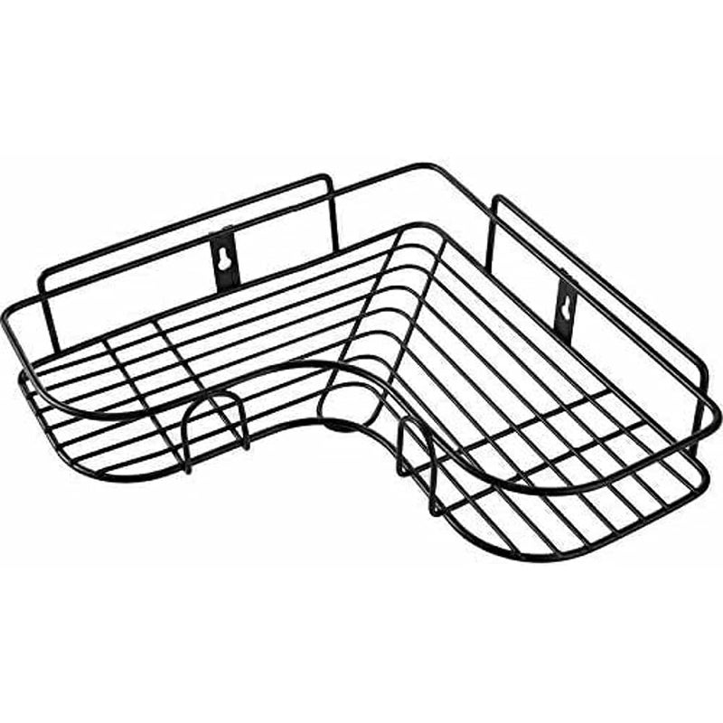 SAJAG SelfAdhesive Bathroom Corner Rack Storage Shelves Bathroom Storage Rack Corner Stainless Steel Bathroom Corner Shelf Organizer Storage Black Pack of 1 - Image 1