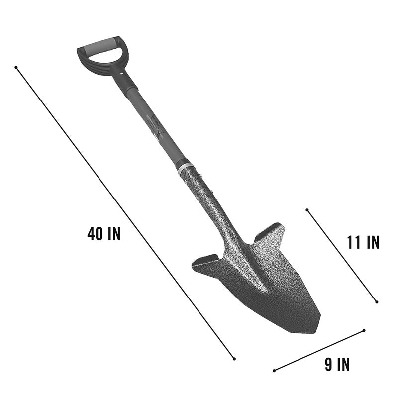 Spear Head Spade SHFD3 40" Yellow Garden Spade Shovel - Gardening Shovel with a 9" x 11" Beveled Blade, Steel-Reinforced Fiberglass Long Handle & Cushioned D-Grip - Digging Spade for Planting - Image 2