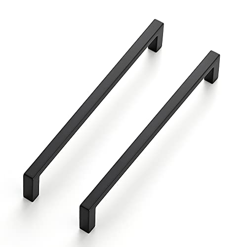 Ravinte 10 Pack Matte Black Cabinet Pulls, 6-1/4 Inch (160mm) Hole Center Slim Kitchen Handles, Square Drawer Pulls for Cabinets & Cupboards, Hardware - Image 1