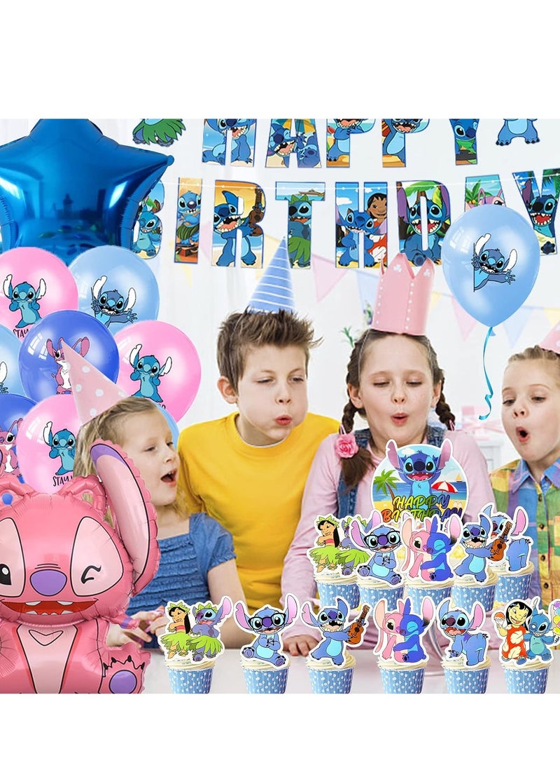 Party Stitch Aluminium Balloon Theme Party Decoration Children's Star Baby Birthday Flag Cake Insert Balloon Set - Image 2
