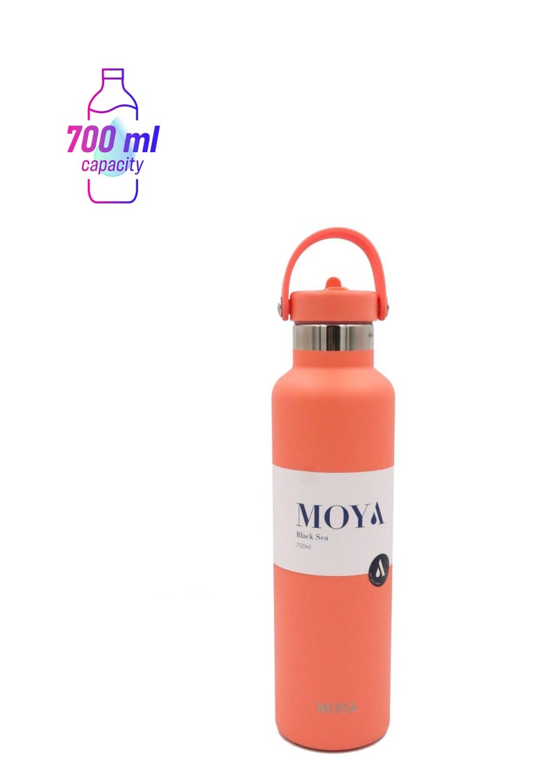 Moya "Black Sea"  700ml Insulated Sustainable Water Bottle Coral - Image 1