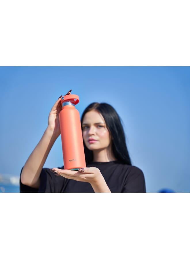Moya "Black Sea"  700ml Insulated Sustainable Water Bottle Coral - Image 5