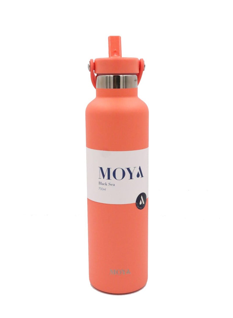 Moya "Black Sea"  700ml Insulated Sustainable Water Bottle Coral - Image 2