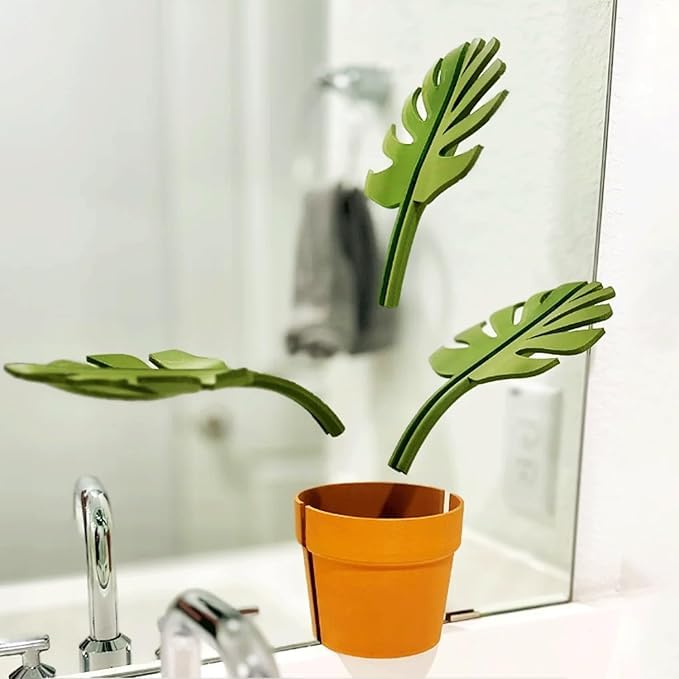 KEETII MART KEETII MART No Drill No Trace Wall-Mounted Bathroom Storage,Mirror Monstera,Bathroom Organizer That Mounts to The Mirror, Jewelry & Bracelet Holder,Toothbrush & Toothpaste Organizer,  - Image 1