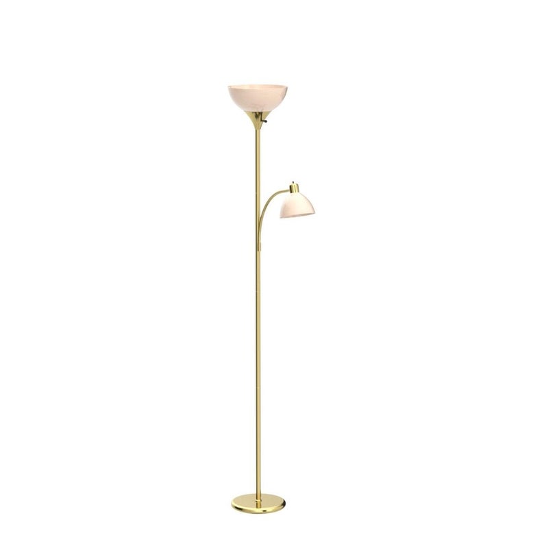Brightech Sky Dome Plus LED Floor lamp, Torchiere Super Bright Floor Lamp with Reading Lamp for Living Rooms & Offices - Dimmable Tall Standing Lamp for Bedroom Reading - Gold Brass - Image 4
