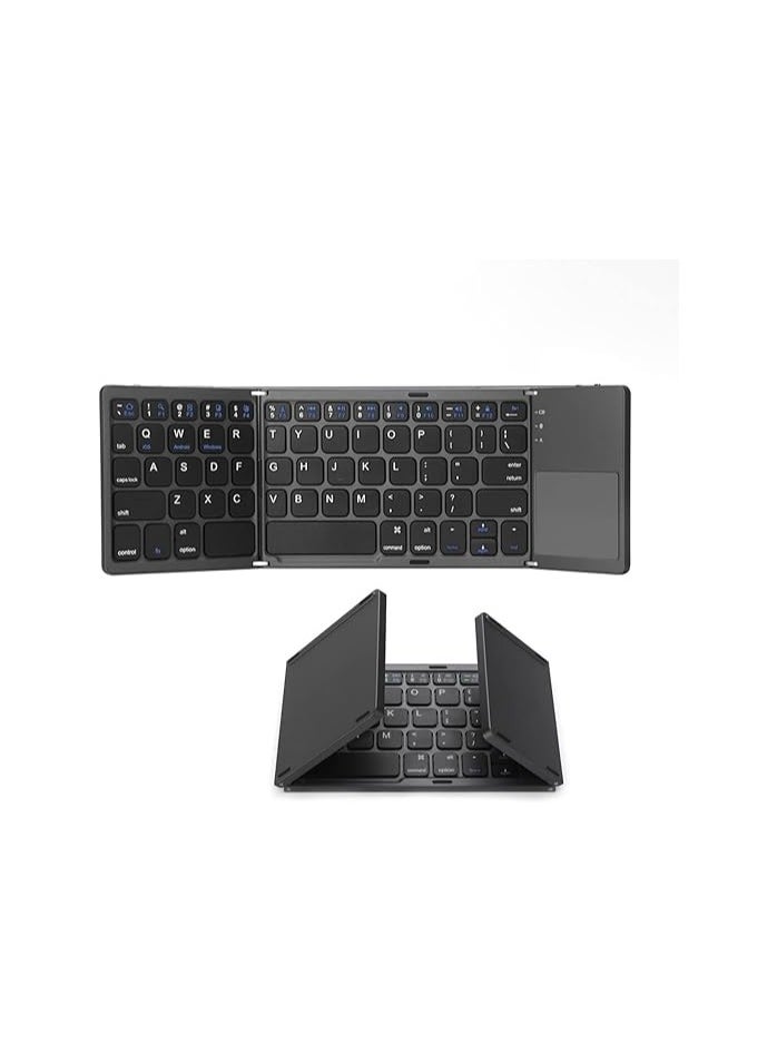 Generic - Bluetooth Folding Keyboard – Compact Wireless Pocket-Sized Keyboard with Touchpad for Android, Windows, Computers, and Tablets - Image 1