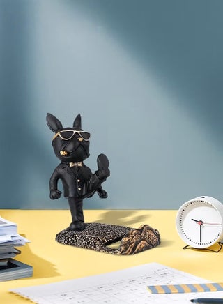 Cute Phone Stand,Gift Machine Cute Stand Phone Stand Desktop Ornament Personalized Trendy Dog Cartoon Office Desktop Doll,Black - view 3