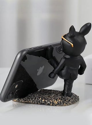 Cute Phone Stand,Gift Machine Cute Stand Phone Stand Desktop Ornament Personalized Trendy Dog Cartoon Office Desktop Doll,Black - view 4