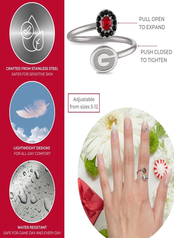 Stone Armory University of Georgia Bulldogs Ring for Women - UGA Logo Ring with Crystals - Hypoallergenic and Adjustable Sizes 5-12 - Georgia Bulldogs Gifts - Image 2