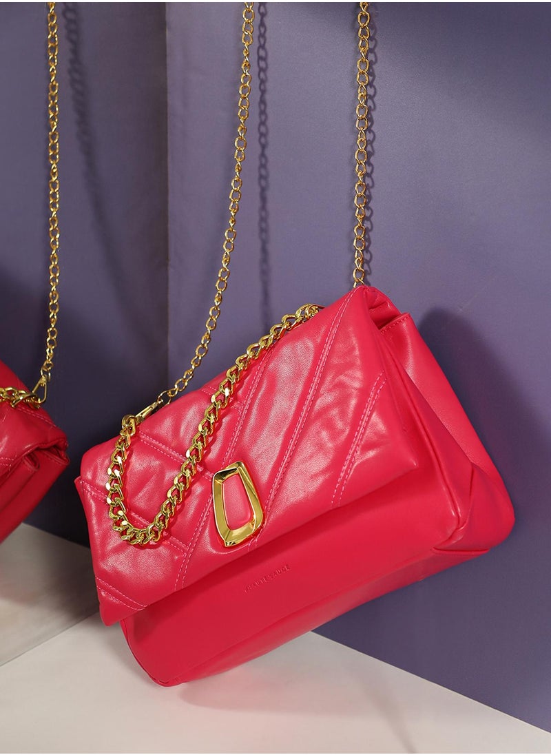 Haute Sauce - Quilted Chain Handbag - Pink - Image 1