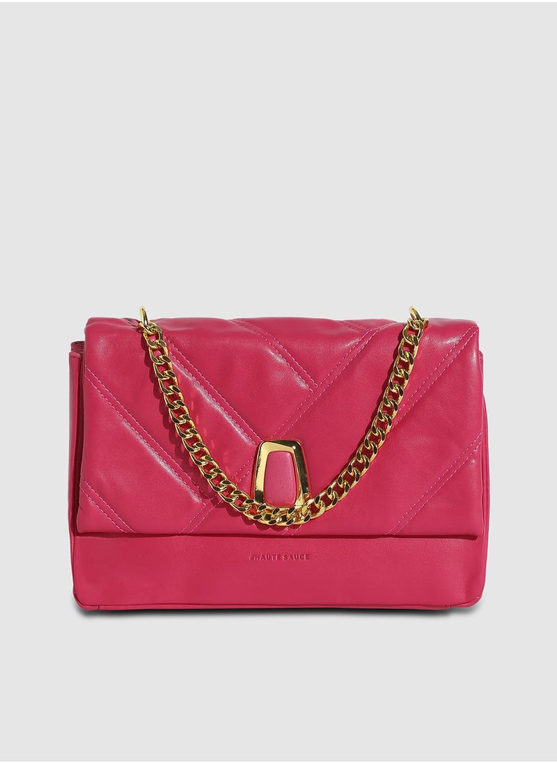 Haute Sauce - Quilted Chain Handbag - Pink - Image 1