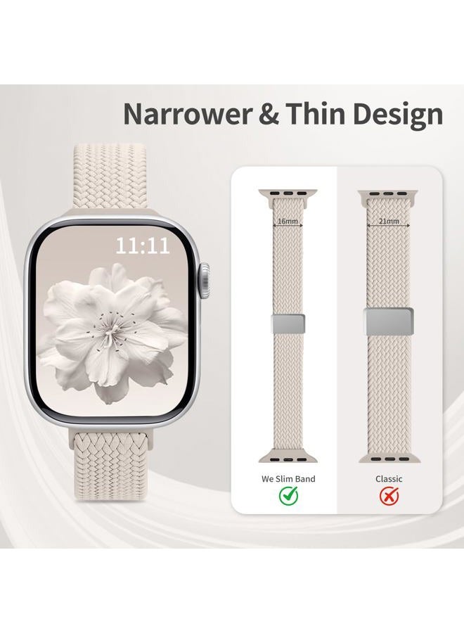 Zspoly 3 Pack Slim Braided Stretchy Bands Compatible with Apple Watch Band 38mm 40mm 41mm 42mm 44mm 45mm 46mm 49mm Women Men, Thin Nylon Magnetic Strap Bands for iWatch Series 10/9/8/7/6/5/4/3/2/1/SE Ultra - Image 2