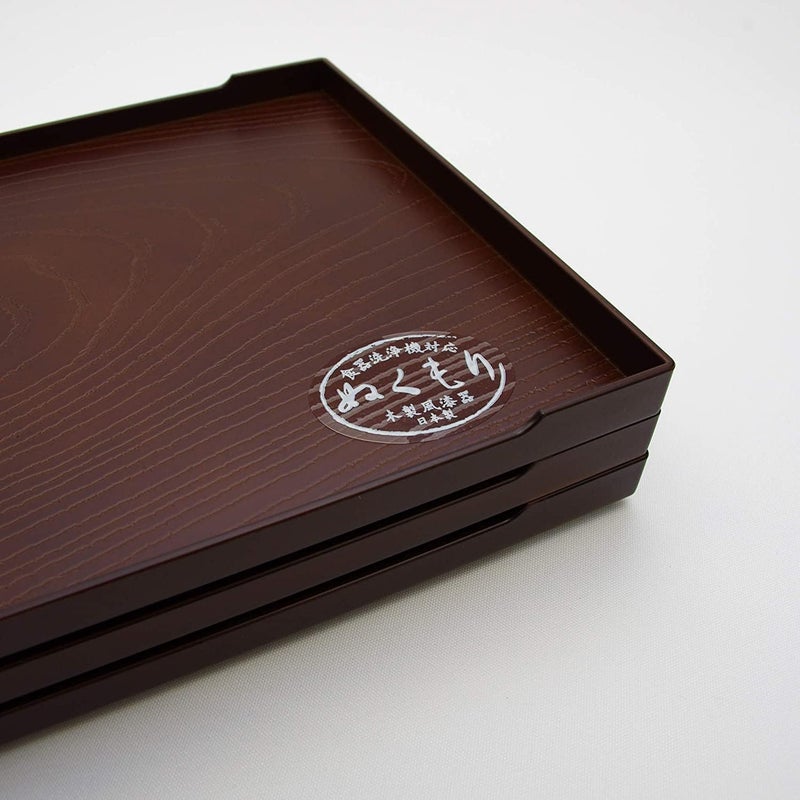 JapanBargain طقم 2 صينية تقديم يابانية بلاستيكية مطلية باللاكيه 4825 من JapanBargain، صينية ساكي، أطباق سوشي، أطباق وجبات خفيفة، مصنوعة في اليابان 10x625 بوصة بني - Image 2