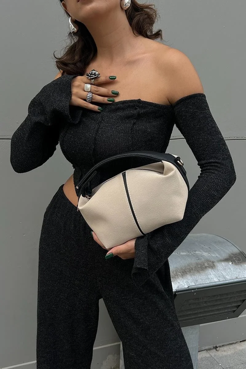 Shule Bags Leo Suede Cream Handbag and Crossbody Bag