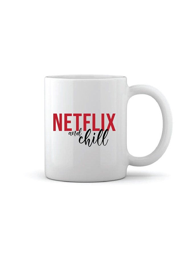 Giftmate - Giftmate Netflix And Chill Printed Ceramic Tea and Coffee Mug 320ml - Image 1