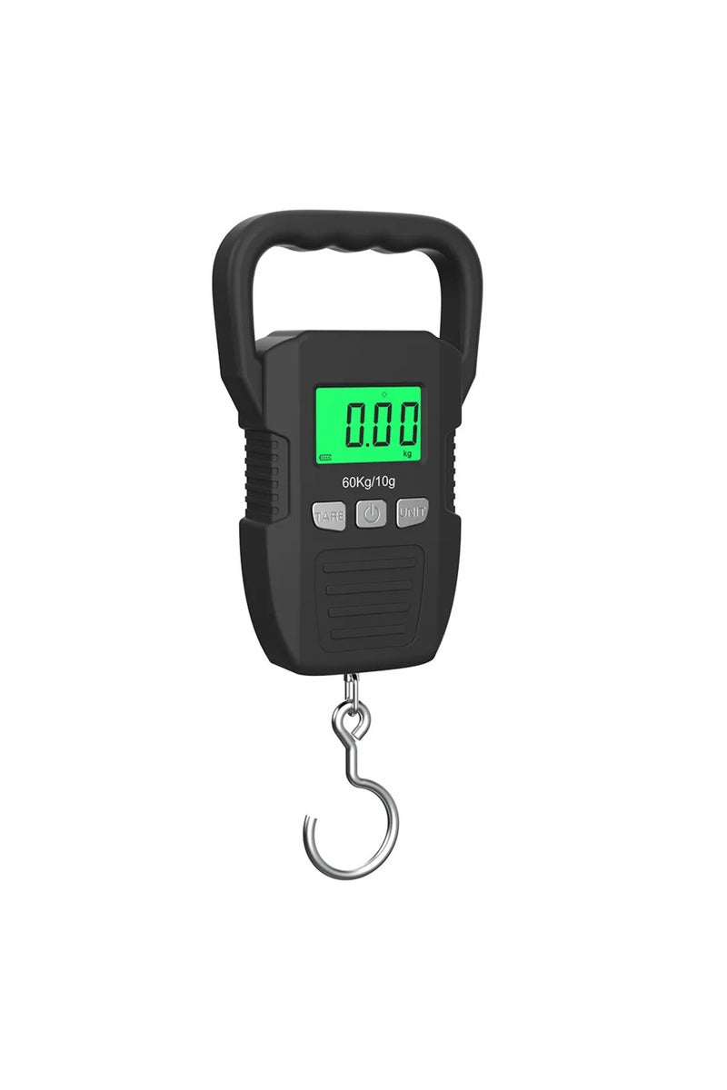 ميزان رقمي لوزن الأمتعة، سعة 60 كجم ودقة 10 جم، مزود بشاحن USB وشاشة LCD، مناسب لوزن الأسماك.