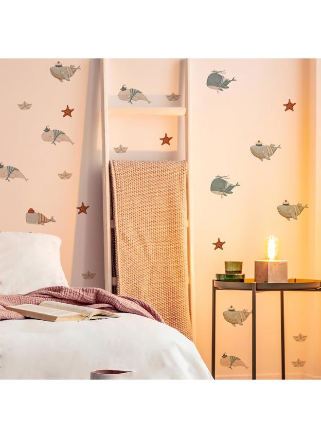YouRfocus Whale Wall Decals – 36 Decals, Ocean Theme Nursery Wall Stickers for Kids Room, Removable & Reusable Sea Animal Decor for Walls, Furniture, Doors, Glass (12 Sheets) - Image 5