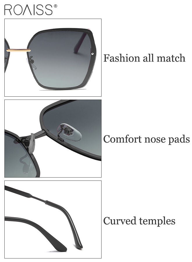 roaiss Women's Oversized Square Polarized Sunglasses UV400 Protection Sun Glasses with Black Metal Frame Fashion Anti-glare Sun Shades for Women with Glasses Case 63mm - Image 5