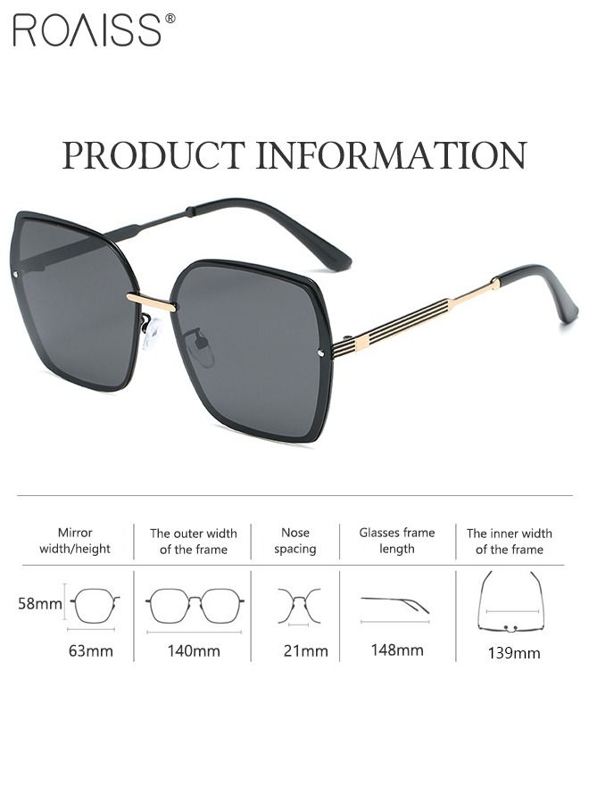 roaiss Women's Oversized Square Polarized Sunglasses UV400 Protection Sun Glasses with Black Metal Frame Fashion Anti-glare Sun Shades for Women with Glasses Case 63mm - Image 4