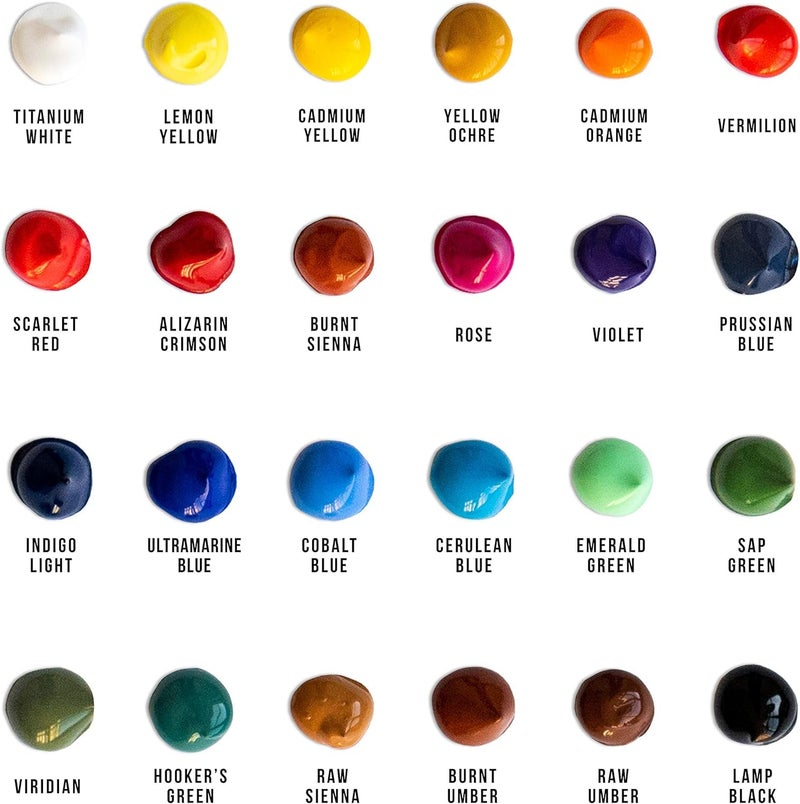 STORE 2508 Store2508 Willows Acrylic Paint Set - 24 Premium Acrylic Paint Tubes (12ml), 3 Brushes, Palette, 12 Pcs Canvas. Vibrant, Non-Toxic Pigments for Canvas, Glass, Plastic, Rocks, Arts and Crafts - Image 2