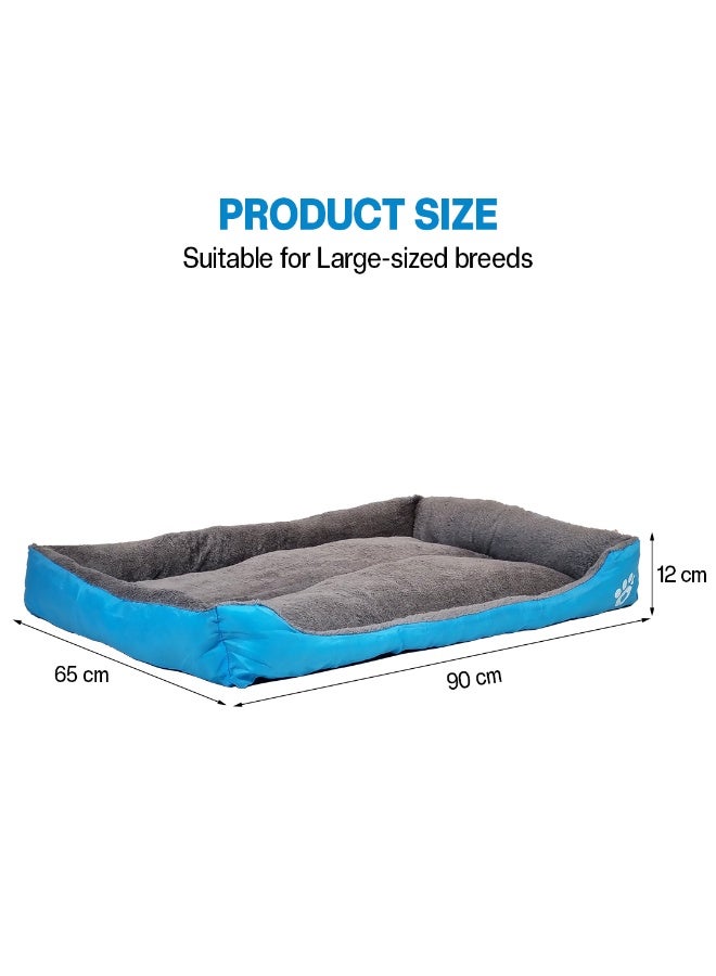 NNC PETS Dog bed with Raised bolster sides, Soft plush interior, and Non-slip bottom, Orthopedic dog bed for Medium & Large dogs, durable, comfortable dog sleeping bed, Easy to clean, 90 cm (Blue) - Image 2