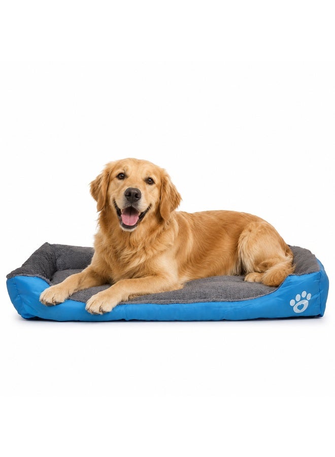 NNC PETS Dog bed with Raised bolster sides, Soft plush interior, and Non-slip bottom, Orthopedic dog bed for Medium & Large dogs, durable, comfortable dog sleeping bed, Easy to clean, 90 cm (Blue) - Image 1