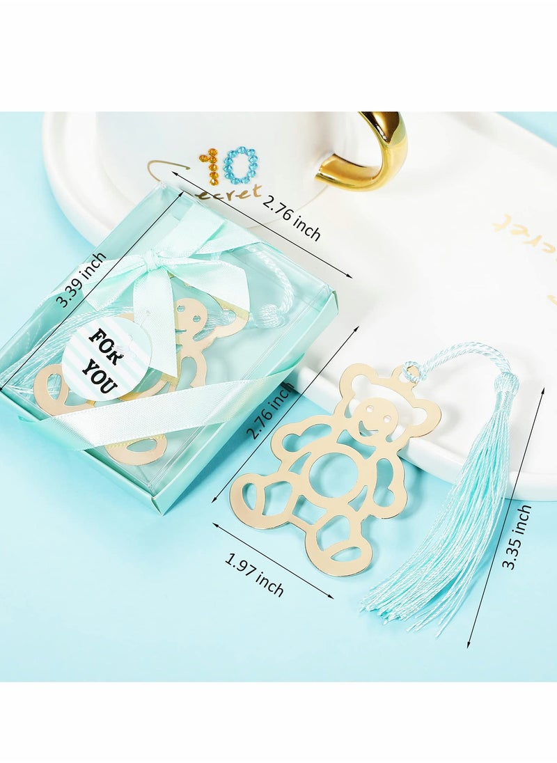 Generic - 20 Baby Shower Favors Metal Bookmarks for Guests Individual Gifts Birthday Bridal Shower Party Little Bear Decorations Souvenirs Blue - Image 1
