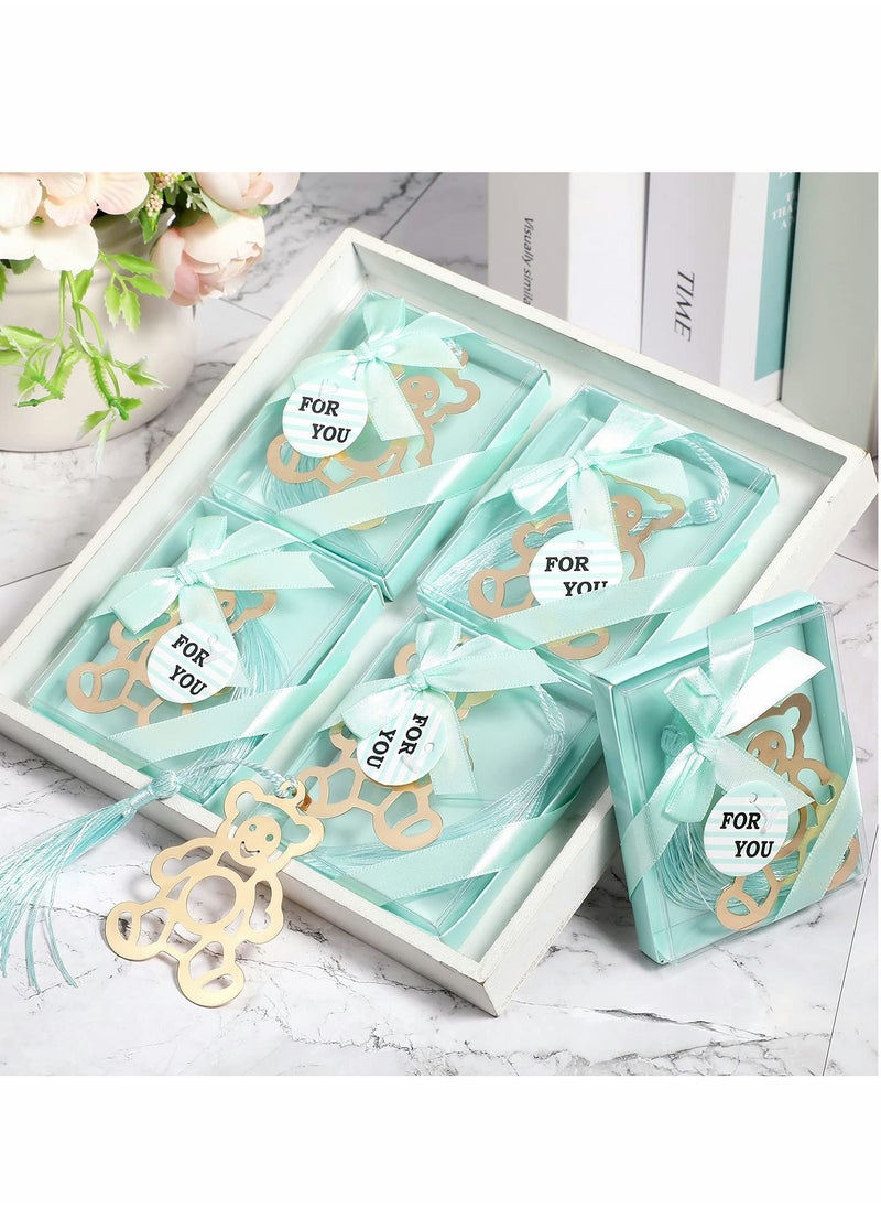 Generic - 20 Baby Shower Favors Metal Bookmarks for Guests Individual Gifts Birthday Bridal Shower Party Little Bear Decorations Souvenirs Blue - Image 1