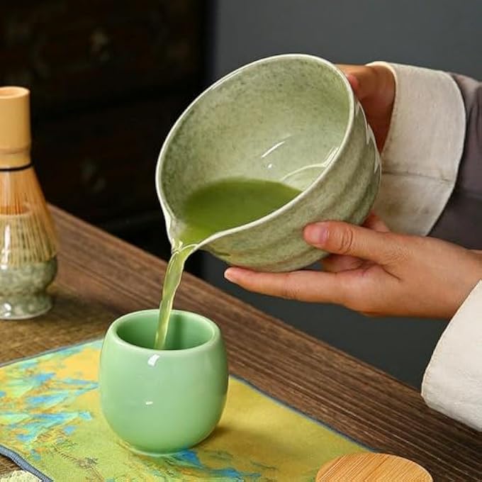 MostNow 4Pcs Matcha Tea Set Whisk Set Set Kit Kit Bowl With SpoutWhisk Stand Bamboo Matcha Whisk And Bamboo Matcha Spoon For Tea Lovers White - Image 5