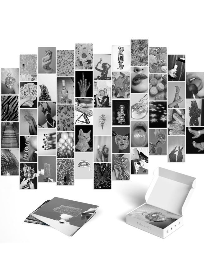 Y2K BOO Black and White Wall Art Prints - Modern Chic Wall Collage Kit, 50pcs 4x6 Photo Card Set for Trendy Room Decor, Glamorous Party Posters for Teen Girls Dorm & Bedroom - Image 1