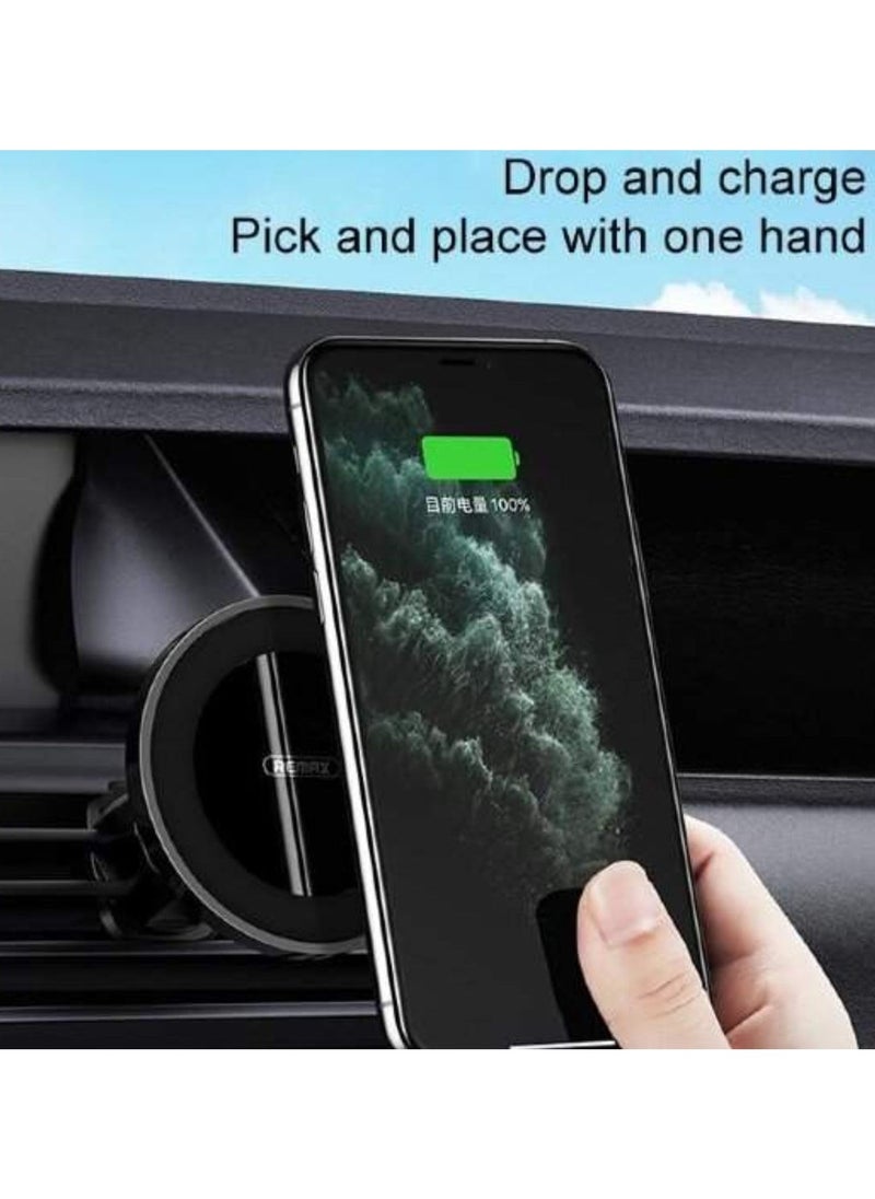 Remax Mena - Car Phone Holder Magnetic Wireless Charger 10W High Power Fast Charging, Extremely Strong Stickiness Place and Charge, 360 Ball joint, Steady Clamping - Image 1