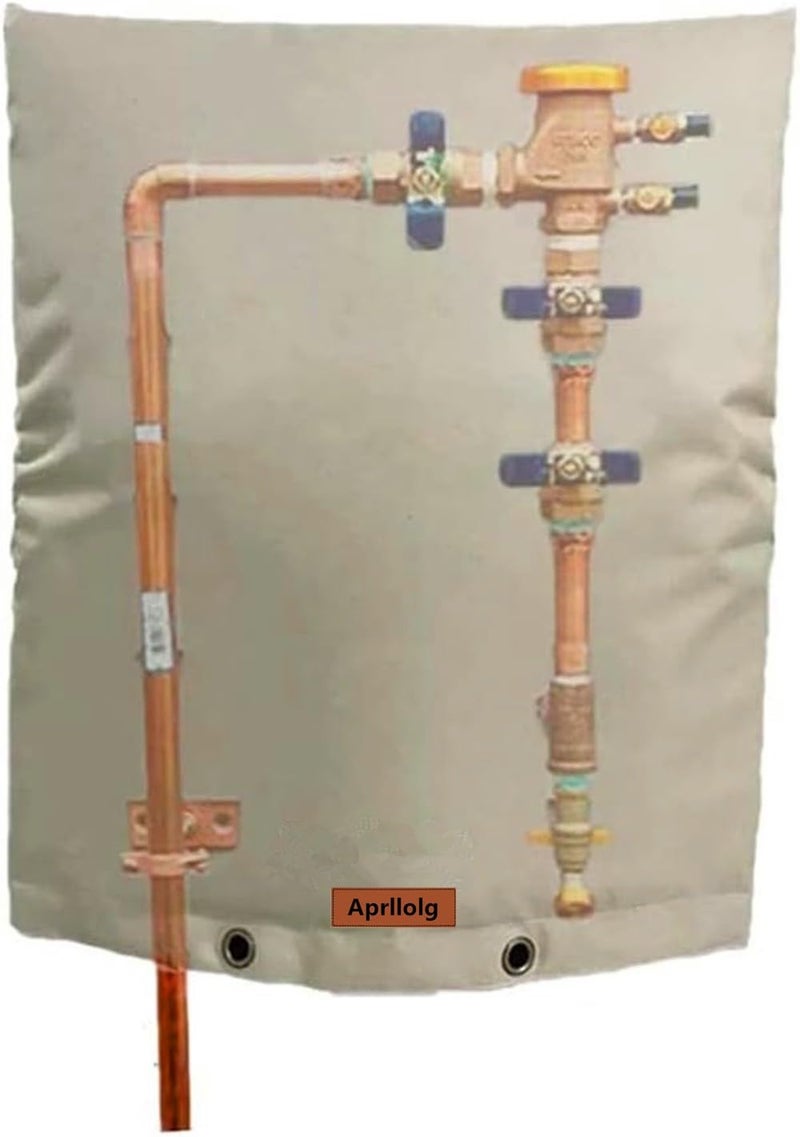 Aprllolg Backflow Preventer Insulation Cover, Insulated Well Pump Cover Irrigation Sprinkler Valve Pouch ,Pipe Insulation Covers for Outside Winter Freeze Protection (5Â°F) (Kahki, 16" W x 20" H) - Image 1