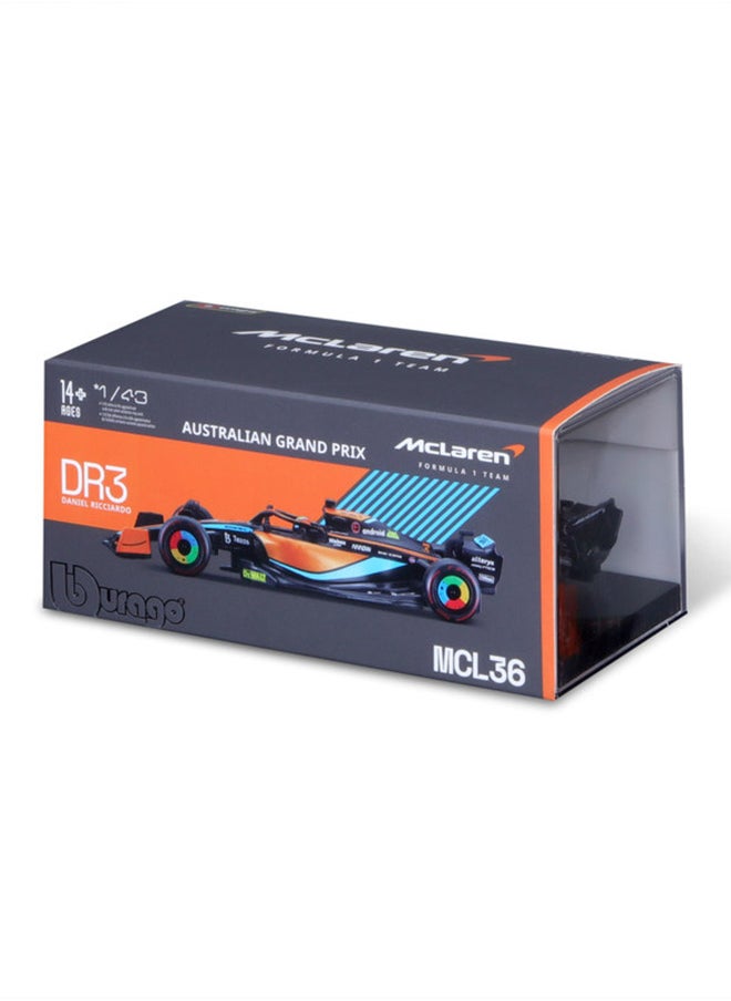 Bburago - Bburago 1:43 McLaren F1 MCL36 2022 with Helmet - Interactive Diecast Model with Working Parts & Authentic Design - Image 1