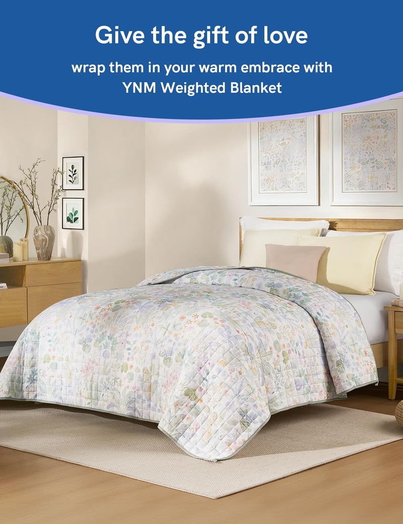 YnM 17lbs Weighted Blanket for Adults, Cotton Heavy Bed Throw Blanket with Cooling Glass Beads for All Season Use, Ideal for One Person of 160lbs (60x80 Inches, Queen Bed, Army Green) - Image 4