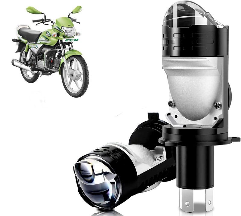 Auto Pearl H4 LED Projector Lens Motorcycle Headlight Bulbs 12V 8000LM Bulb H4 CSP Chip High/Low Beam, 45W-55W Canbus Turbo, 6000K White Light compatible with HF_Deluxe_Eco (Pack of 1) - Image 1